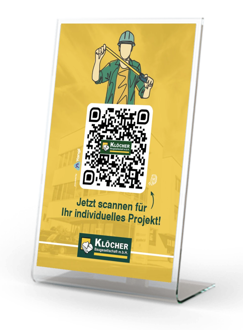 Klöcher Bau · QR-Aufsteller