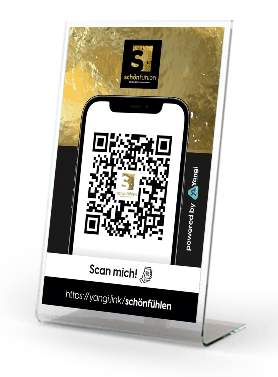 schön fühlen · QR-Aufsteller